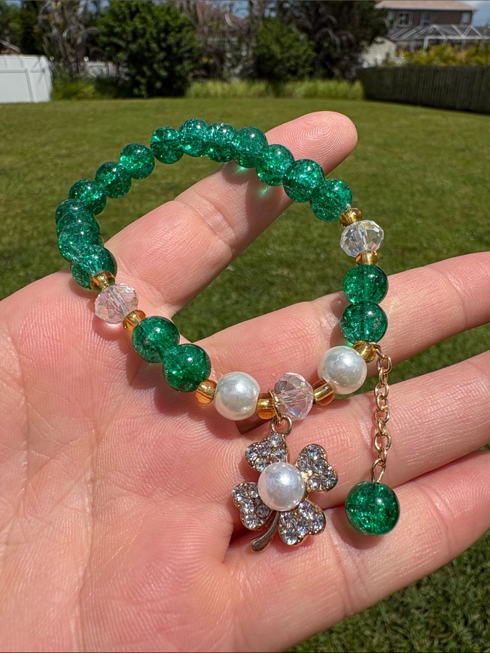 Emerald Green Beaded Bracelet